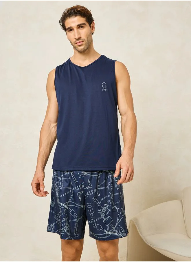 ستايلي Printed Tank & AOP Shorts Set