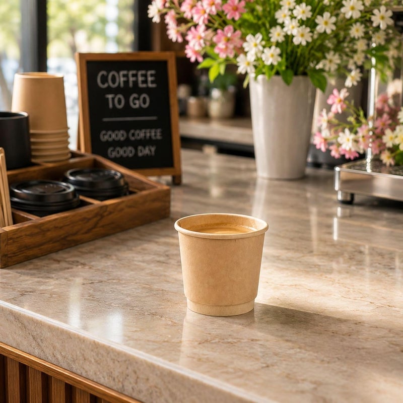 Restaurantware 500-CT Disposable Kraft 4-oz Hot Beverage Cups with Double Wall Design: No Need for Sleeves - Perfect for Cafes - Eco Friendly Recyclable Paper - Insulated - Wholesale Takeout Coffee Cup - Image 4