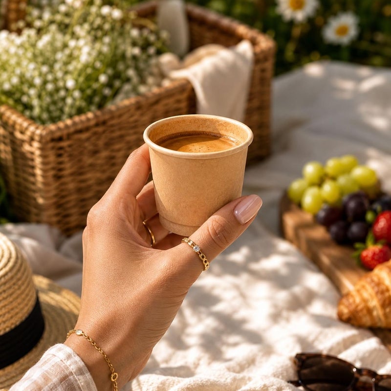 Restaurantware 500-CT Disposable Kraft 4-oz Hot Beverage Cups with Double Wall Design: No Need for Sleeves - Perfect for Cafes - Eco Friendly Recyclable Paper - Insulated - Wholesale Takeout Coffee Cup - Image 5