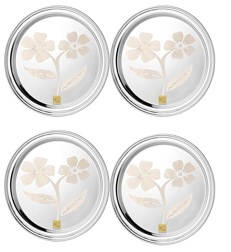 Homenique SS Dinner PlateThali 13 Inch Set of 4 - Image 1