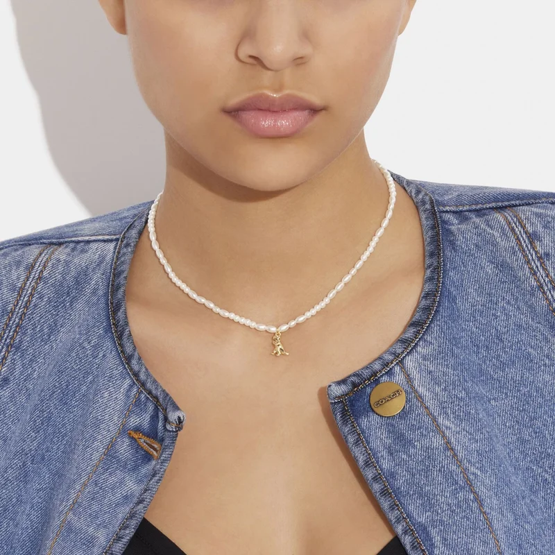 COACH Rexy Pearl Choker Necklace