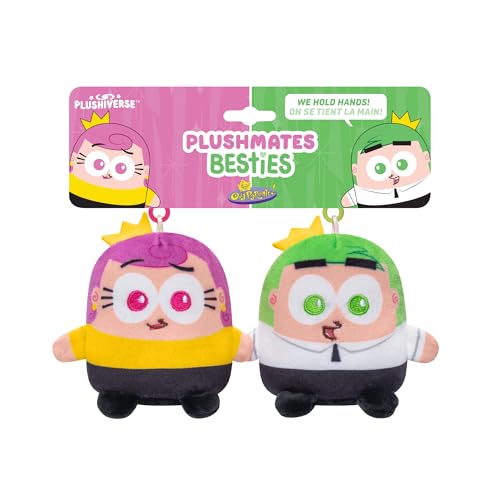 TeeTurtle The Fairly OddParents Cosmo and Wanda Plushmates Besties Keychain Set - Officially Licensed Nickelodeon Novelty Clip-On Plush with Magnetic Hands - Image 3