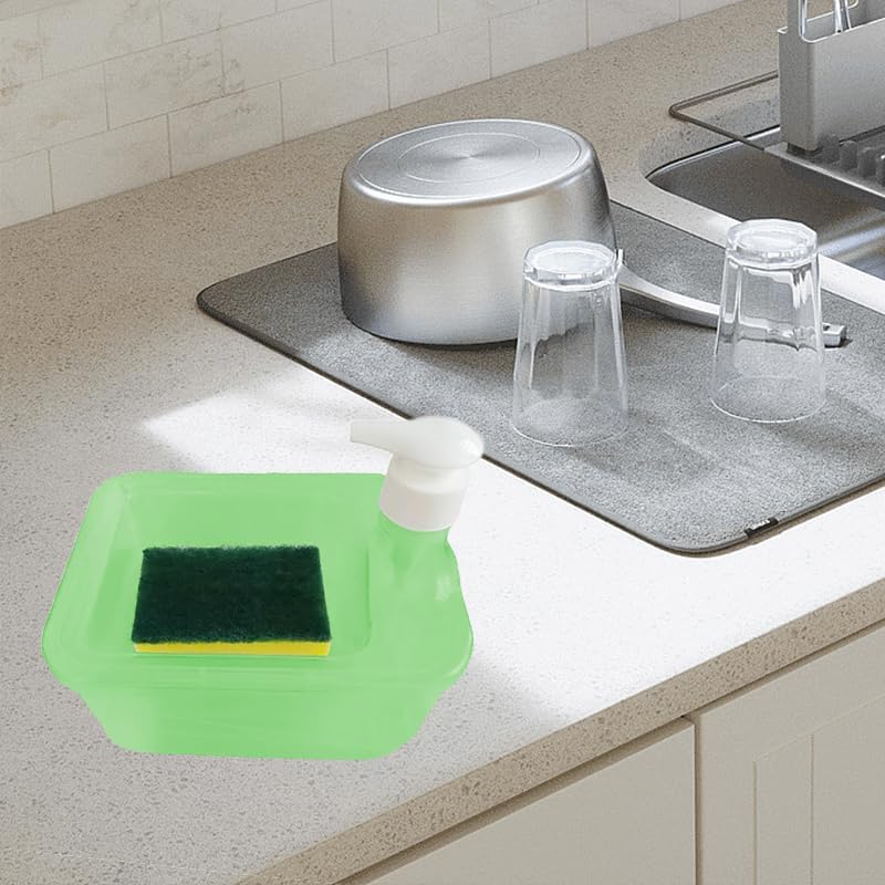 Surfexa Double Layer Soap Dispenser for Bathroom Accessories Dishwasher Liquid Holder Liquid Dispenser Pump with Sponge Holder Kitchen Sink Accessories Items | 15 x 16 x 17 CM | Multi-Color - Image 4