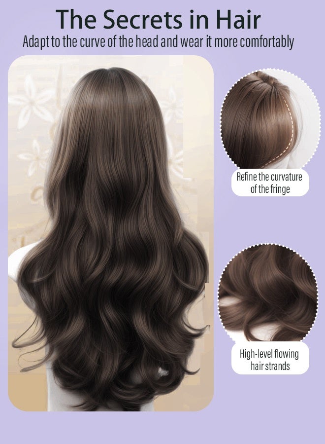شعر مستعار طويل وملتوي للنساء، شعر اصطناعي طبيعي وناعم مقاوم للحرارة للزفاف والتنكر والحفلات والاستخدام اليومي (بني Тем الالون) - Image 3