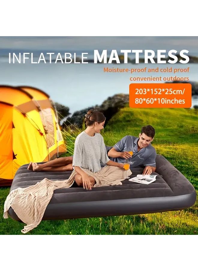 Classic Black Inflatable Air Mattress With Pillow 75 2 x 39 x 10 Inches Portable Durable PVC Airbed For Camping Beach Travel Home Living Room Garden - Image 4