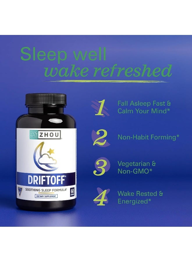 Zhou Driftoff Soothing Sleep Formula 60 Veggie Capsules for Adults - Image 2