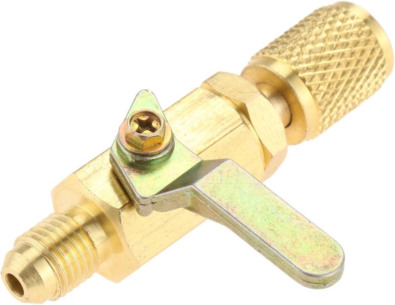 Aupoko Air Conditioner Ball Valve 1/4" SAE Adapter, Straight Shut-Off Valve for HVAC A/C Automotive Service Tools, Fits for R134A R22 R12 R410A Refrigerant - Image 1