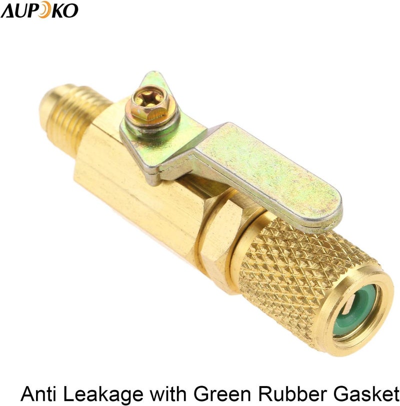 Aupoko Air Conditioner Ball Valve 1/4" SAE Adapter, Straight Shut-Off Valve for HVAC A/C Automotive Service Tools, Fits for R134A R22 R12 R410A Refrigerant - Image 4