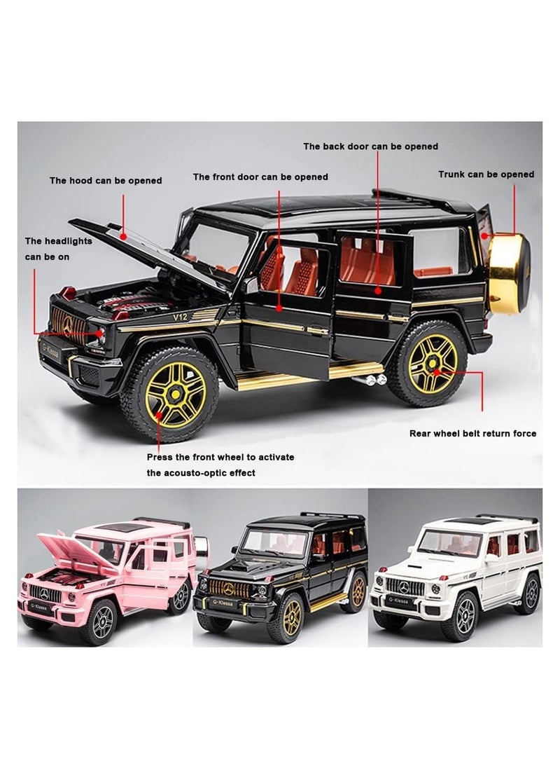 die cast 1:24 Scale Mercedes Benz V12 G63 AMG Diecast Model Cars Zinc Alloy Pull Back Toy car with Sound and Light for Kids Boy Girl Gift, Black  - Image 3