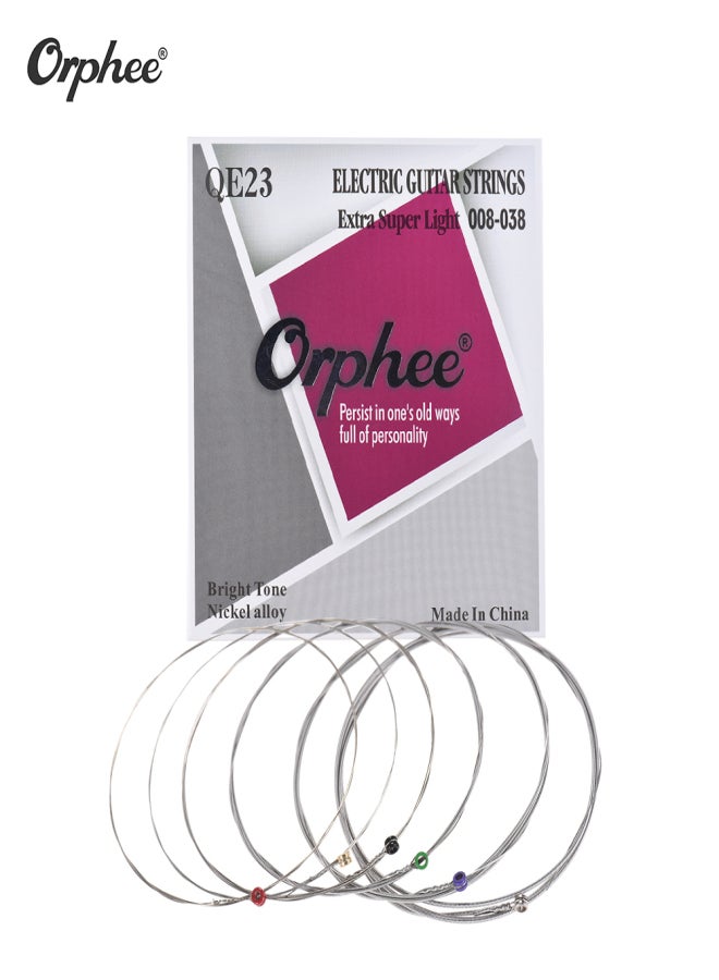 Orphee QE23 Electric Guitar String 6pcs/Set(.008-.038) Hexagonal Steel Core Nickel Alloy Extra Super Light Tension - Image 1