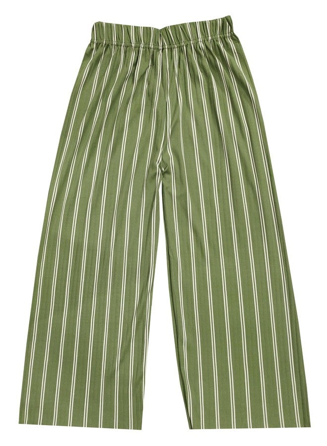 LOVO® Girls Stylish Palazzo with TIE in Waist Poly Cotton Striped High Waisted Lounge Wide Leg Palazzo Pants (Lining Print). Multicolour - Image 3