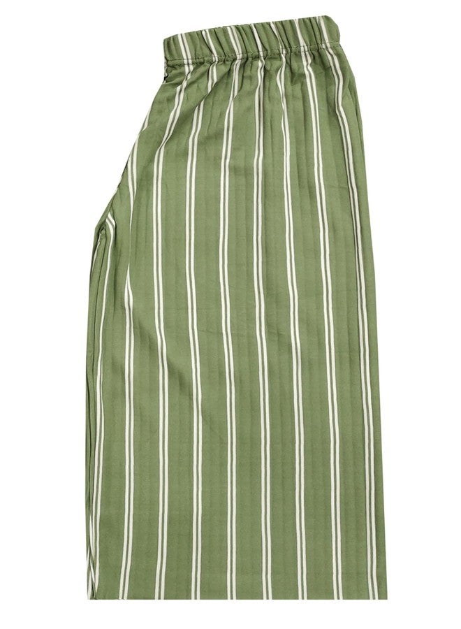 LOVO® Girls Stylish Palazzo with TIE in Waist Poly Cotton Striped High Waisted Lounge Wide Leg Palazzo Pants (Lining Print). Multicolour - Image 4