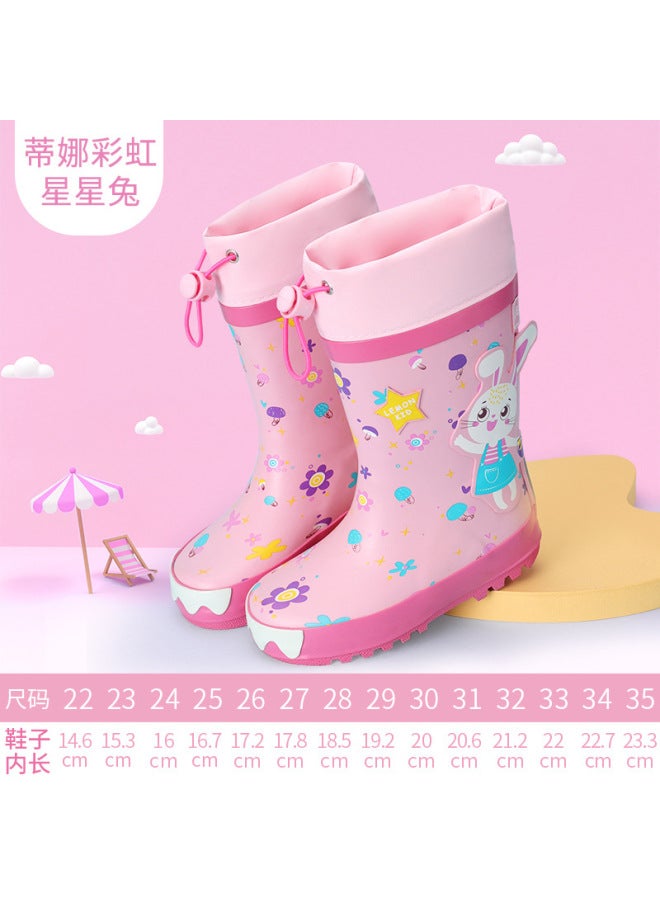 Lemon Baby Children's Rain Boots Boys And Girls Rubber Waterproof Anti-slip Water Shoes Primary School Students Mid-calf Rain Boots