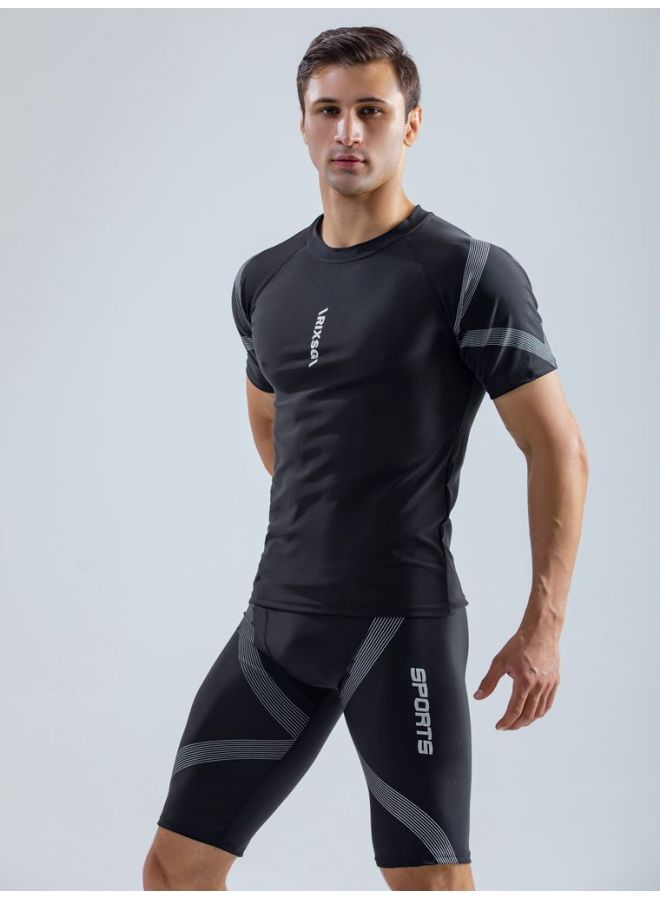 Loquat Xiao Shu Men's Swimsuit Swimming Trunks Suit Swimsuit Top Full Body Men's Five Points Professional Flat Angle Quick-drying Swimming Equipment-Color:Swim Trunks Swimsuit Suit-  - Image 1
