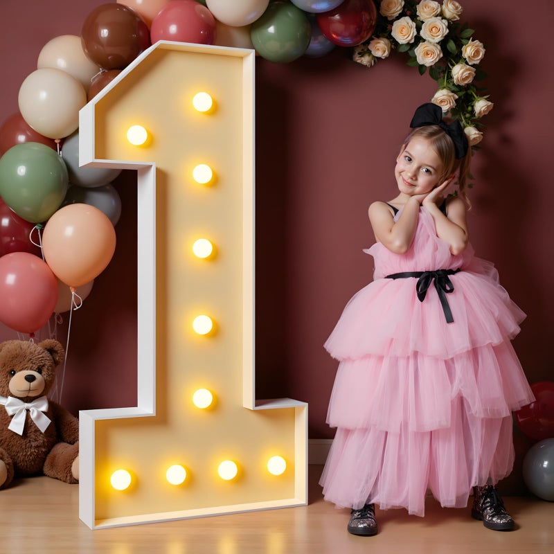 imprsv 4FT Marquee Numbers, Light Up Numbers for 1st 21st Birthday Decorations, light up letters Anniversary Party Decor, Mosaic Numbers for Balloons Number 1, Pre-Cut Foam Board Kit - Image 1
