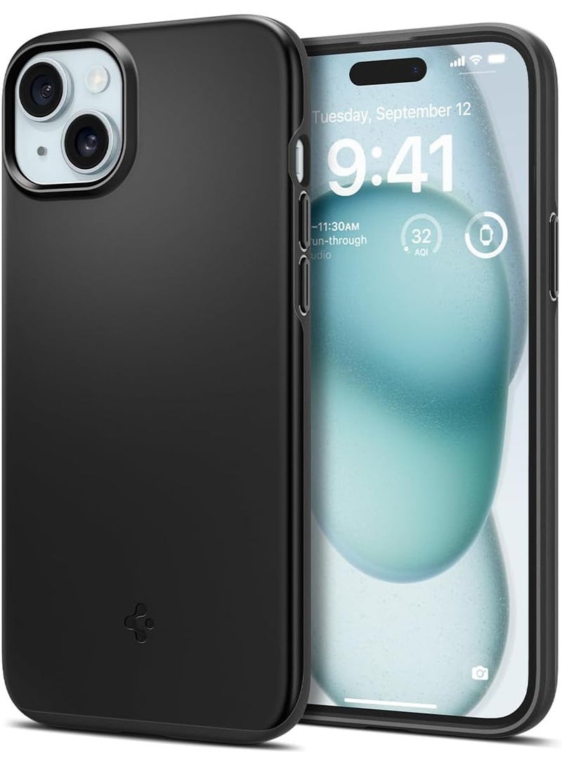 Spigen غطاء رفيع مناسب لهاتف iPhone 15 - أسود