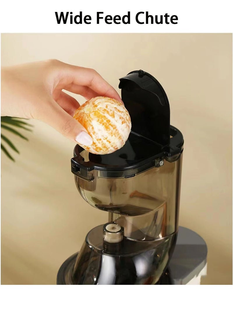 MarlaMall Masticating Juicer Machines, with Big Wide 83mm Feed Chute, Electric Juicer Machines for Vegetables and Fruits, Easy to Clean with Brush, Cold Press Juicer BPA-Free (Beige) - Image 2
