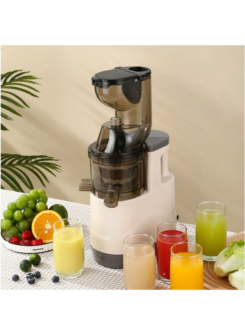 MarlaMall Masticating Juicer Machines, with Big Wide 83mm Feed Chute, Electric Juicer Machines for Vegetables and Fruits, Easy to Clean with Brush, Cold Press Juicer BPA-Free (Beige) - Image 1