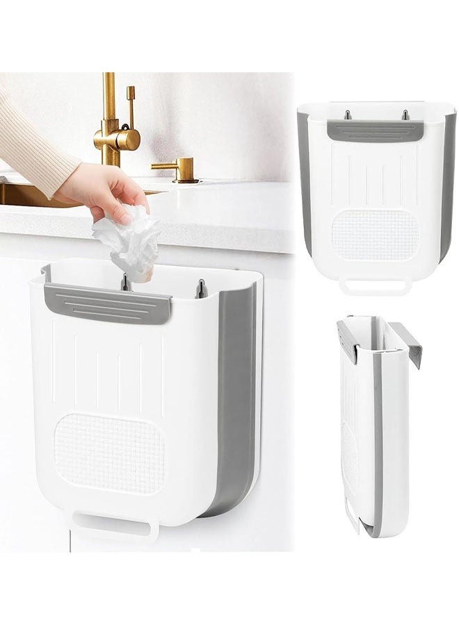 سلة مهملات مطبخ قابلة للطي مثبتة على الحائط، سلة مهملات مطبخ قابلة للطي معلقة بسعة 10 لتر، سلة مهملات مثبتة على الحائط، سلة مهملات فوق الباب للخزانة، السيارة، غرفة النوم، الحمام، المكتب، عربة التخييم - Image 1