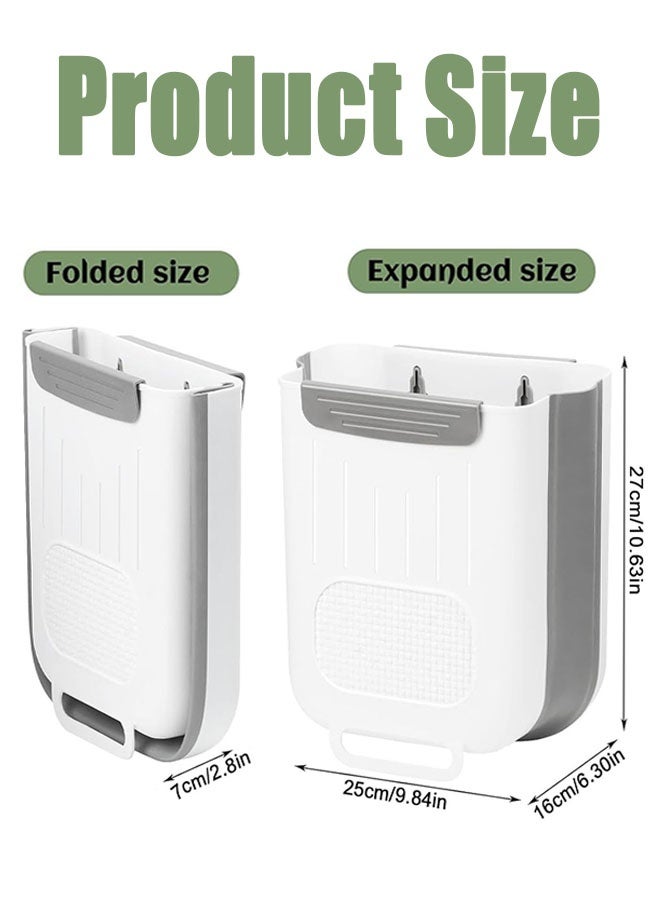 سلة مهملات مطبخ قابلة للطي مثبتة على الحائط، سلة مهملات مطبخ قابلة للطي معلقة بسعة 10 لتر، سلة مهملات مثبتة على الحائط، سلة مهملات فوق الباب للخزانة، السيارة، غرفة النوم، الحمام، المكتب، عربة التخييم - Image 2