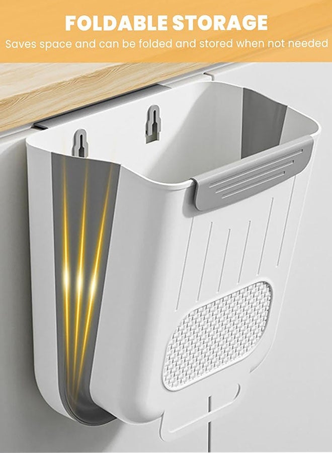 سلة مهملات مطبخ قابلة للطي مثبتة على الحائط، سلة مهملات مطبخ قابلة للطي معلقة بسعة 10 لتر، سلة مهملات مثبتة على الحائط، سلة مهملات فوق الباب للخزانة، السيارة، غرفة النوم، الحمام، المكتب، عربة التخييم - Image 4