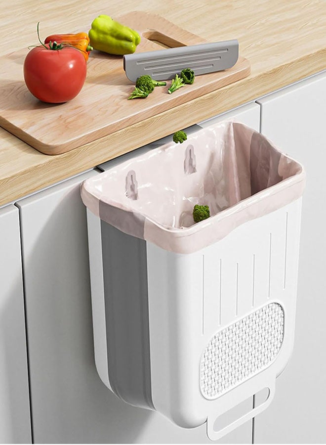 سلة مهملات مطبخ قابلة للطي مثبتة على الحائط، سلة مهملات مطبخ قابلة للطي معلقة بسعة 10 لتر، سلة مهملات مثبتة على الحائط، سلة مهملات فوق الباب للخزانة، السيارة، غرفة النوم، الحمام، المكتب، عربة التخييم - Image 5