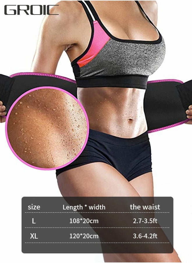 GROIC Waist Trimmer Belt for Women Wrap Waist Trainer Sauna Belt Tummy Toner Low Back and Lumbar Support with Sauna Suit Effect  - Image 1