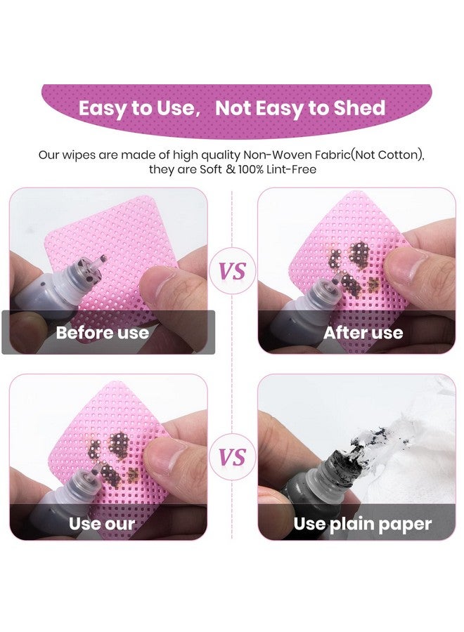 BELOOSYE 400 PCS Lint Free Nail Wipes, Eyelash Extension Glue Wipes, Super Absorbent Soft Non-woven Fabric Lash Glue Wipes, Nail Polish Remover Wipes for Lash Extension Supplies & Nail Polish Bottle(Pink)  - Image 4