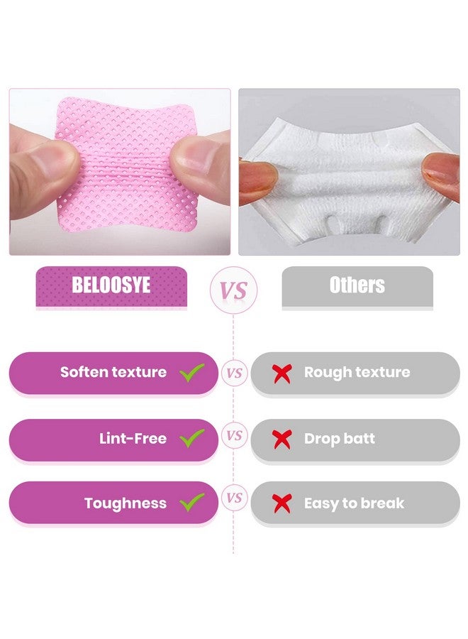 BELOOSYE 400 PCS Lint Free Nail Wipes, Eyelash Extension Glue Wipes, Super Absorbent Soft Non-woven Fabric Lash Glue Wipes, Nail Polish Remover Wipes for Lash Extension Supplies & Nail Polish Bottle(Pink)  - Image 5