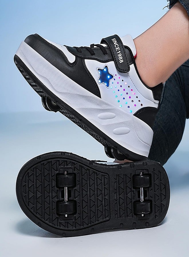 YUNICUS Roller Shoes Girls Boys Wheel Kids Roller Skates Four Wheel for Kids for Children (S900Black,36) - Image 2