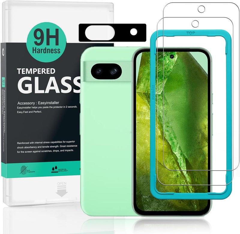Ibywind Affordable fast purchase options For Google Pixel 8a 5G Screen Protector 6.1",2 Pack 9H Hardness Tempered Glass,With 1Pc Camera Lens Protector,Easy to install All-season available stock - Image 1