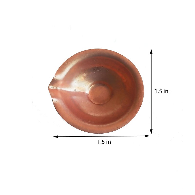 Salvus APP SOLUTIONS Traditional Round Shape Copper DeepakDiya for Pooja HomeOffice Decor Gift Showpiece Set of 4 Brown 15 Inch - Image 2