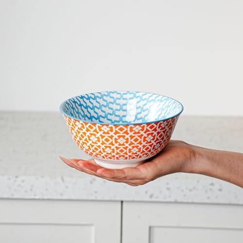Cerkik Ceramic Soup Bowls Set 24 Oz Deep Cereal Bowl 6 Inch Large Kitchen Dinner Bowl Eating Pasta Salad Dessert Noodle Rice Oatmeal Microwave Dishwasher Safe Set of 6 Assorted Colors - Image 3