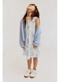 H&M white with blue floral