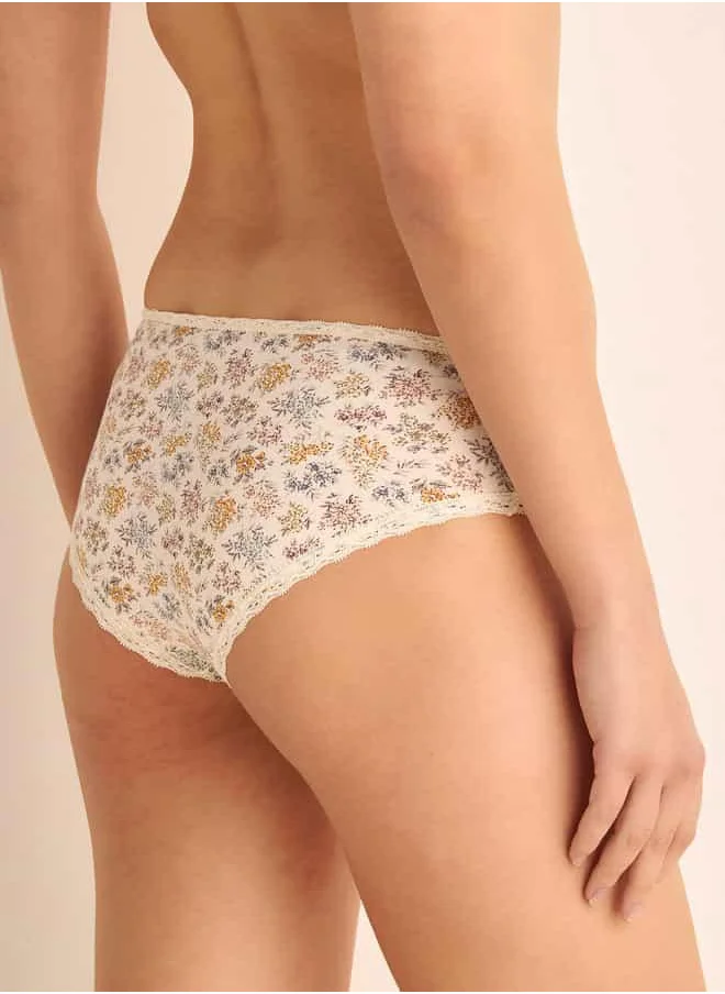 فاف Floral Print Bikini Briefs with Elasticated Waistband