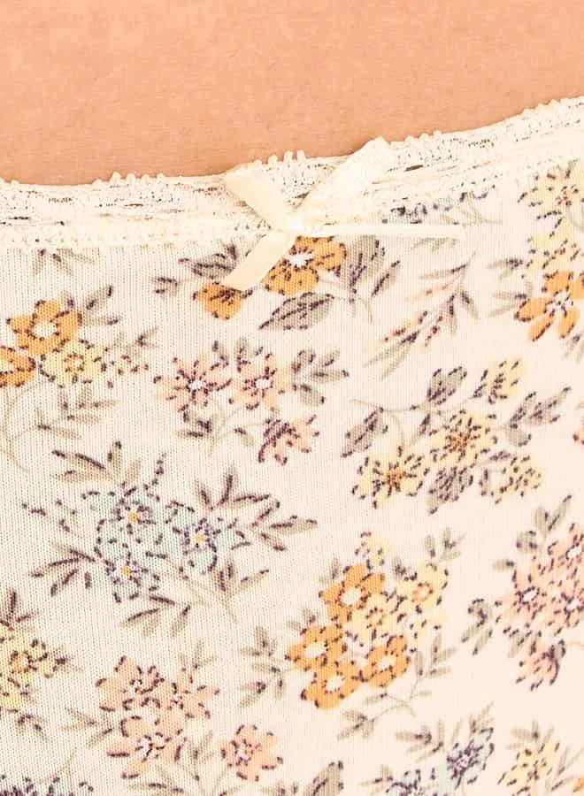 Splash FAV Floral Print Bikini Briefs with Elasticated Waistband