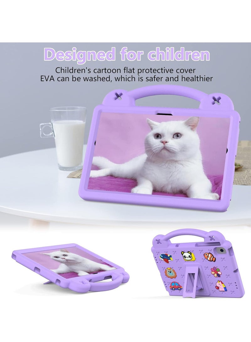 عام حافظة واقية للأطفال مع حامل قابل للتعديل ومقبض يمكن التحكم به، مغطاة بطبقة صدمات، متوافقة مع هواوي مات باد برو 10.8، سامسونج جالاكسي A8، لينوفو M10 بلس الجيل الثالث 10.6، نوكيا T21/T20 بنفسجي - Image 2