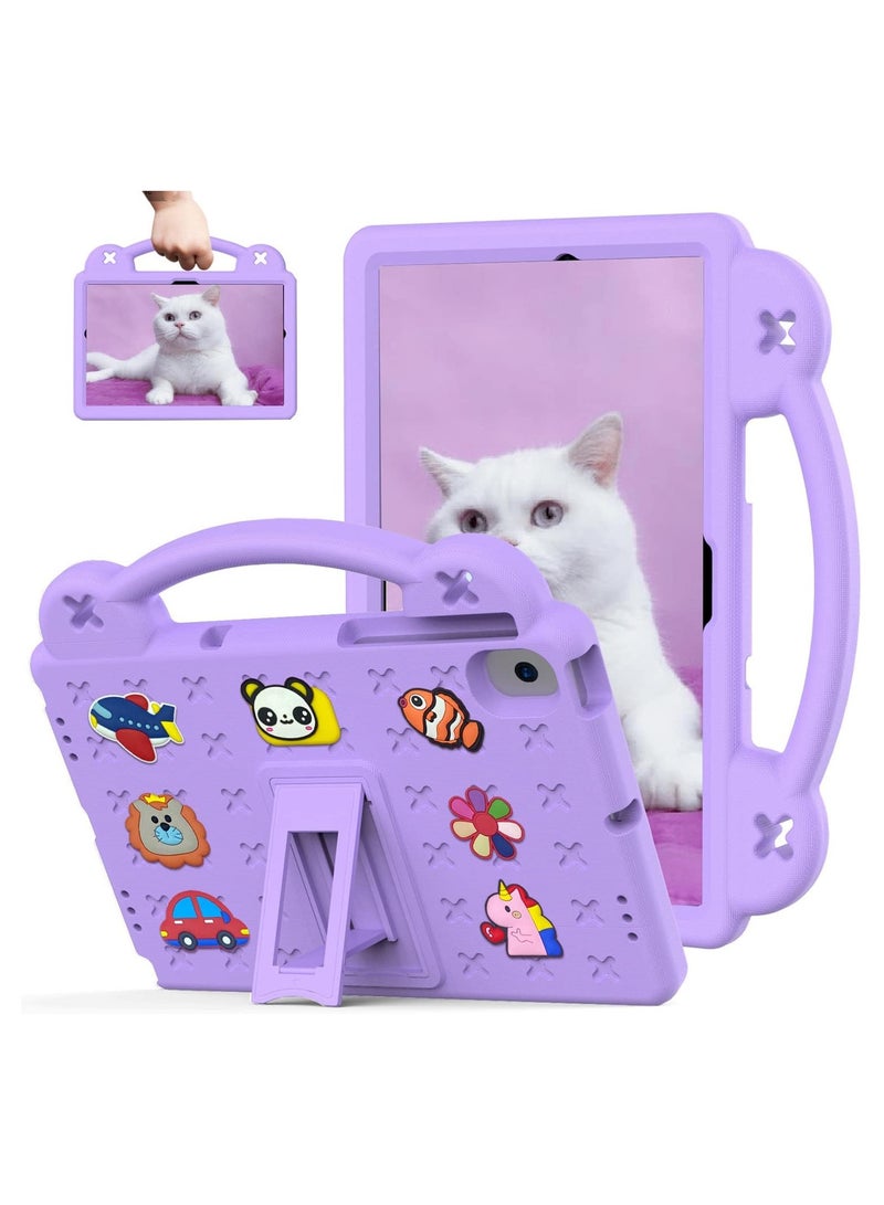 عام حافظة واقية للأطفال مع حامل قابل للتعديل ومقبض يمكن التحكم به، مغطاة بطبقة صدمات، متوافقة مع هواوي مات باد برو 10.8، سامسونج جالاكسي A8، لينوفو M10 بلس الجيل الثالث 10.6، نوكيا T21/T20 بنفسجي - Image 1