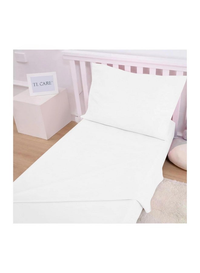 TL Care 100% Natural Cotton Jersey Knit 3-Piece Toddler Sheet Set, White, Soft Breathable, For Boys And Girls - Image 5