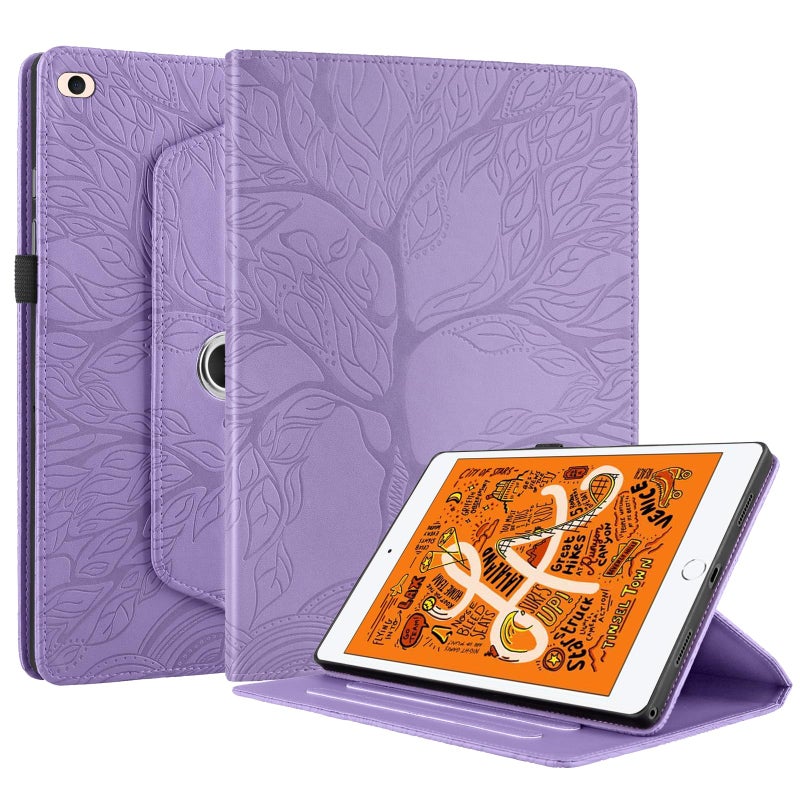 TIPOYOROO iPad mini 5 Rotating Case, iPad mini 1/2/3/4/5th Generation Case PU Leather Folio Stand Cover Flip Shell with Pen Holder for Apple iPad mini 7.9 inch- Purple - Image 1