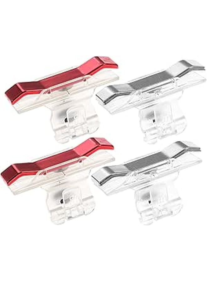 Metal Mobile Game Controller Triggers 2 Pairs Shooter Buttons Fire Aim Key Compatible Smartphones Gaming Accessories Red Silver - Image 1
