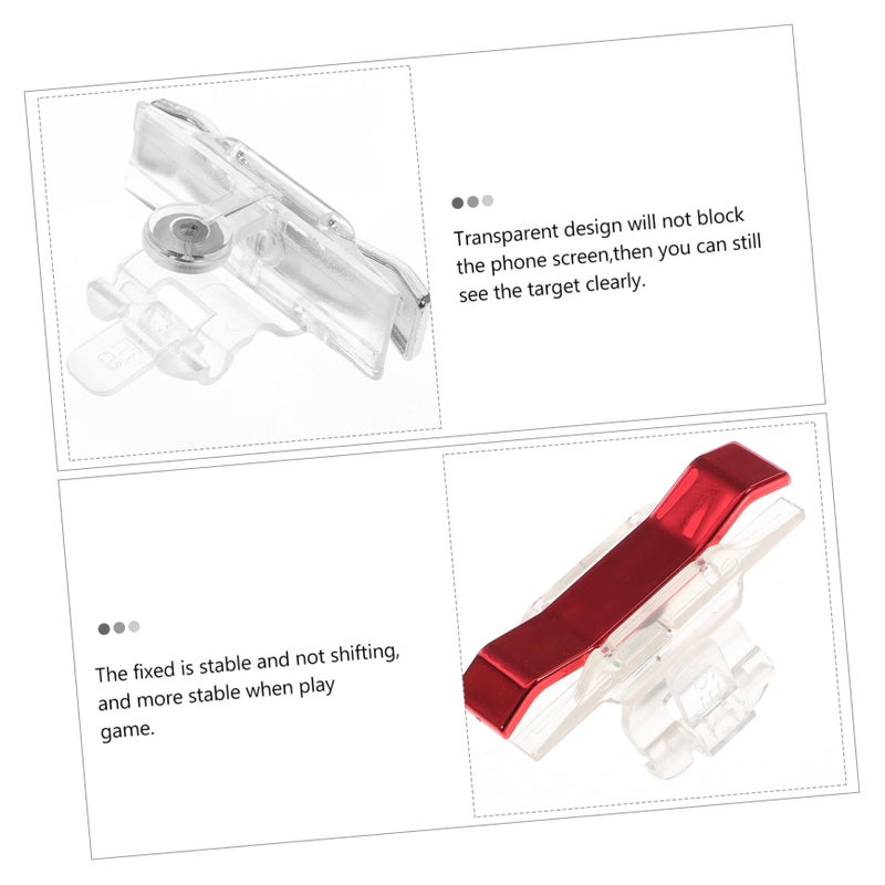 Metal Mobile Game Controller Triggers 2 Pairs Shooter Buttons Fire Aim Key Compatible Smartphones Gaming Accessories Red Silver - Image 4