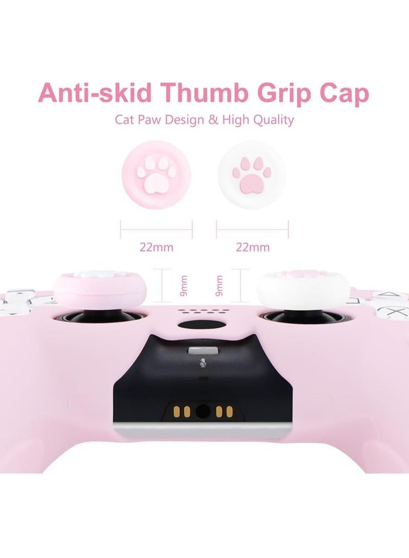 PS5 Controller Skin PS5 Controller Accessory Set Suitable For Playstation 5 Game Controller Skin With 2 Thumb Grip Caps Pink - Image 4