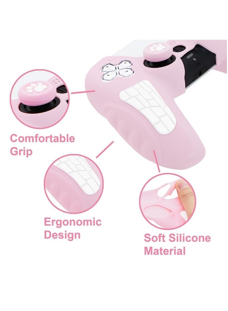 PS5 Controller Skin PS5 Controller Accessory Set Suitable For Playstation 5 Game Controller Skin With 2 Thumb Grip Caps Pink - Image 5