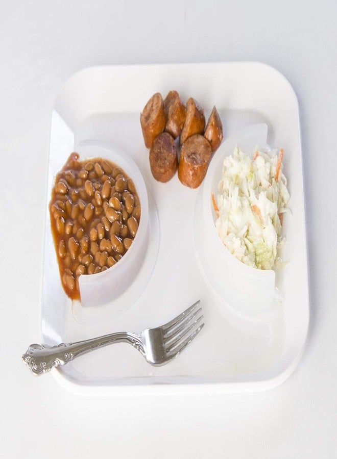 MIXNEX Silicone Food Dividers - 2-Piece Set (Large & Small) Clips to Any Dinner Plate, Turns One Plate into Compartments (Clear) - Image 4