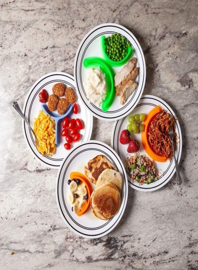 MIXNEX Silicone Food Dividers - 2-Piece Set (Large & Small) Clips to Any Dinner Plate, Turns One Plate into Compartments (Clear) - Image 2