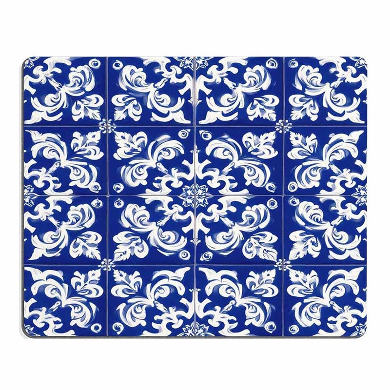 Mugod Moroccan Tile Mouse Pad Ikat Traditional Flower Floral Cobalt Blue White Mouse Mat Non-Slip Rubber Base Mousepad for Computer Laptop PC Gaming Working Office & Home 9.5x7.9 Inch - Image 5