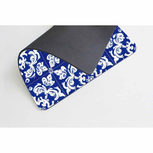 Mugod Moroccan Tile Mouse Pad Ikat Traditional Flower Floral Cobalt Blue White Mouse Mat Non-Slip Rubber Base Mousepad for Computer Laptop PC Gaming Working Office & Home 9.5x7.9 Inch - Image 3