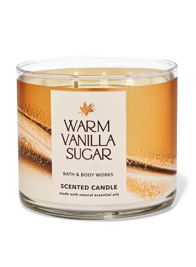 Bath & Body Works شمعة دافئة برائحة الفانيليا والسكر 3 فتائل
