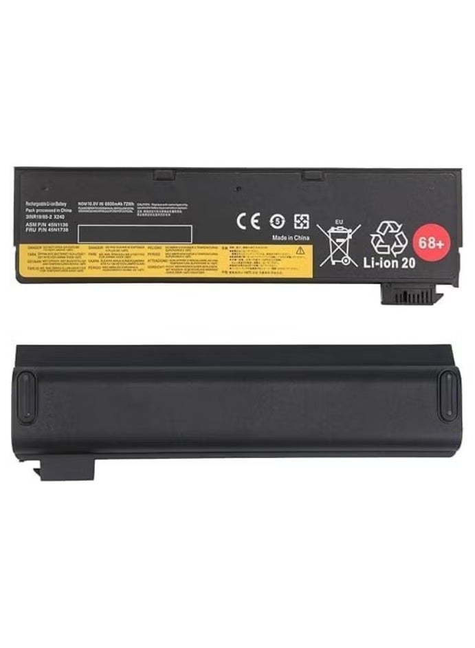 Replace 68+ 0C52862 battery is compatible with Lenovo ThinkPad T440, T450, W530, X240, and other models, featuring a 72Wh capacity